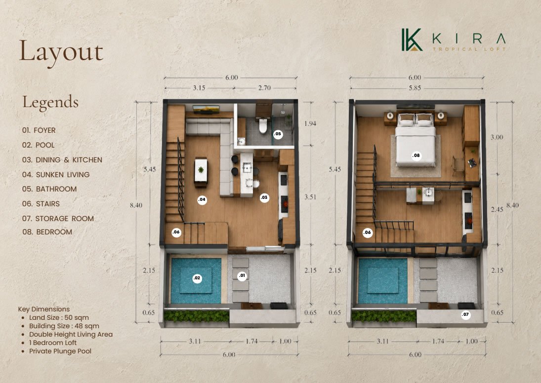 KIRA Tropical Lofts 1-Bedroom with Private Pool in Kerobokan