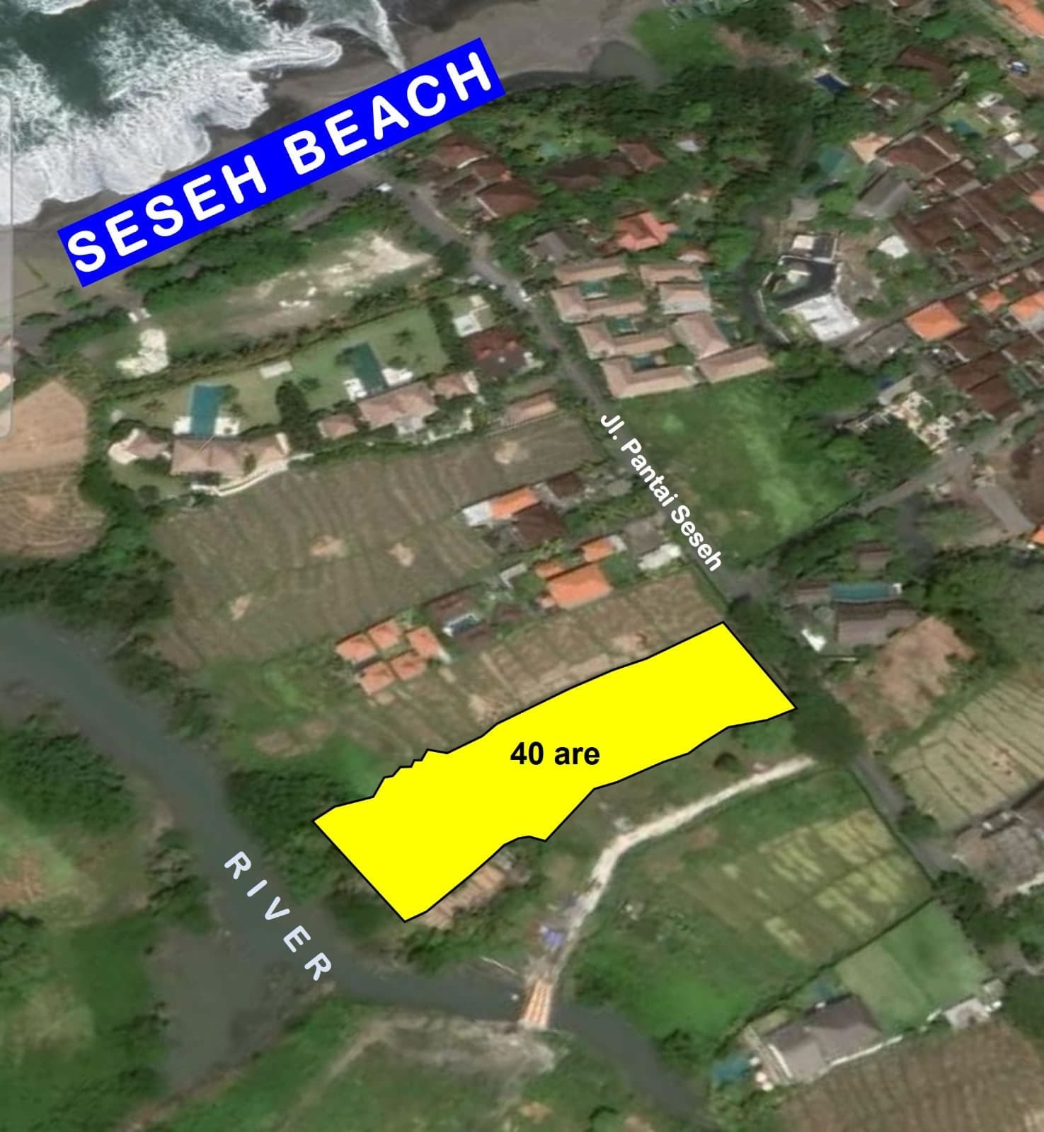 40 Ares Pink Zone Land 150m from Seseh Beach - Leasehold and Freehold 40 Ares Pink Zone Land 150m from Seseh Beach - Leasehold and Freehold
