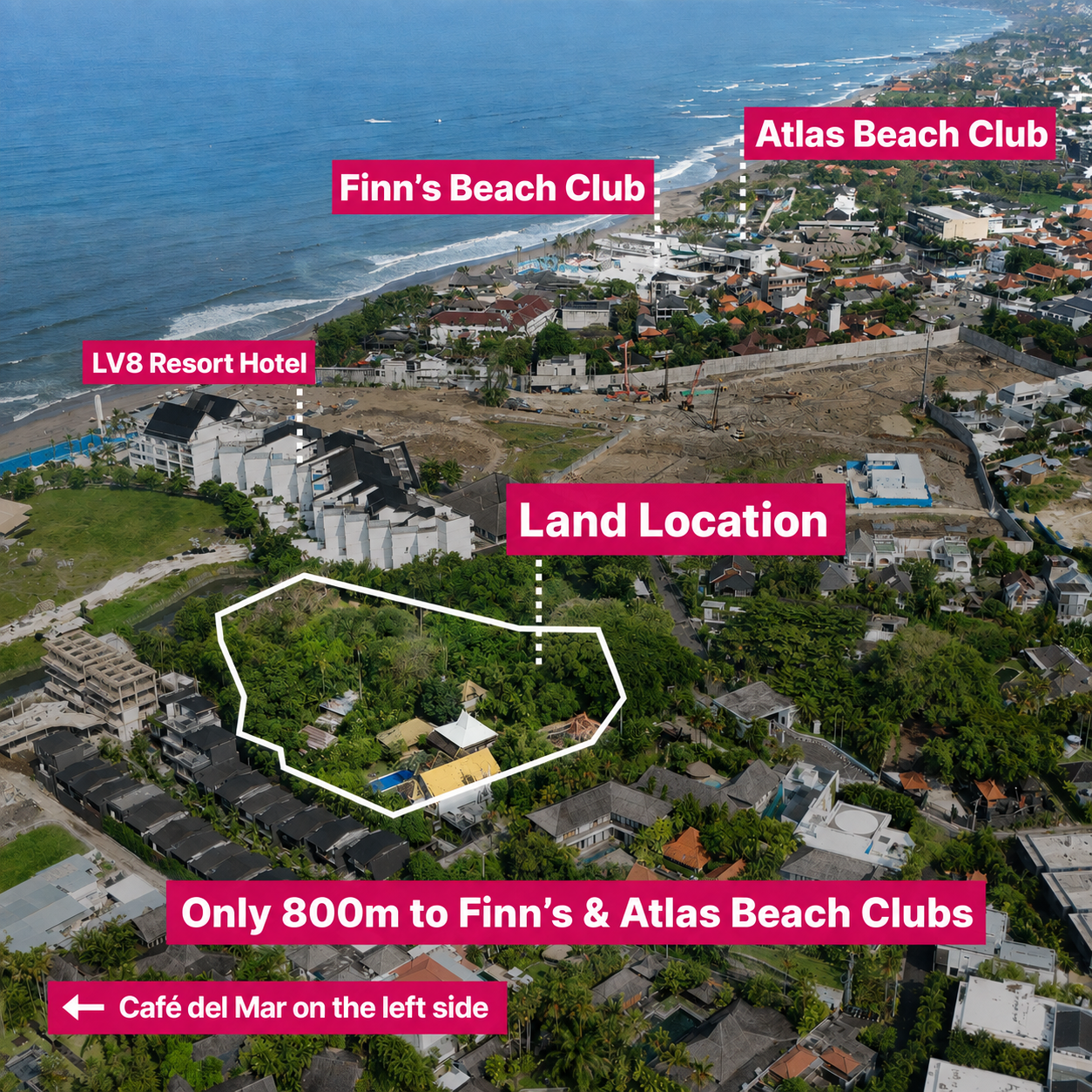 Exclusive 7,412 sqm Seaview Development Land in Prime Berawa between LV8 and Café del Mar