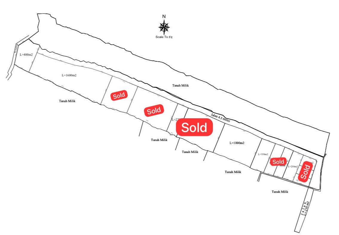 3 Plots of Pink-Zoned Lands from 400 to 1,600 sqm Leasehold 5 Minutes from Cemagi Beach