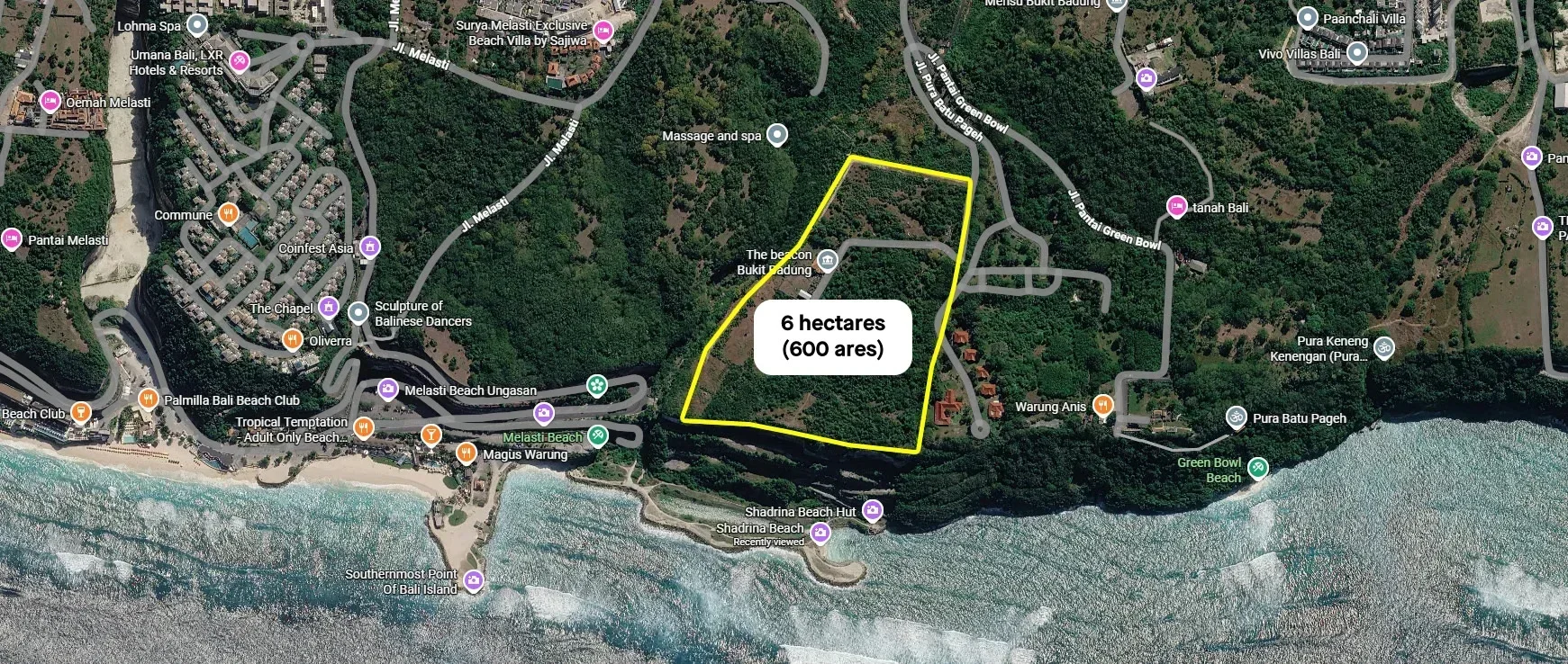 6 Hectares Most Exclusive Cliff Front Land between Green Bowl & Melasti 6 Hectares Most Exclusive Cliff Front Land between Green Bowl & Melasti